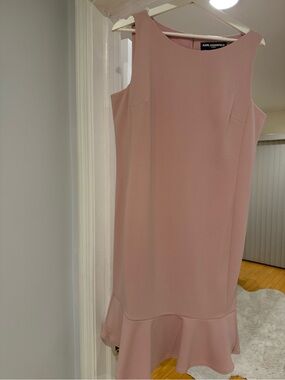 Karl Lagerfeld Dusty Rose Sleeveless Flounce Hem Mini Dress